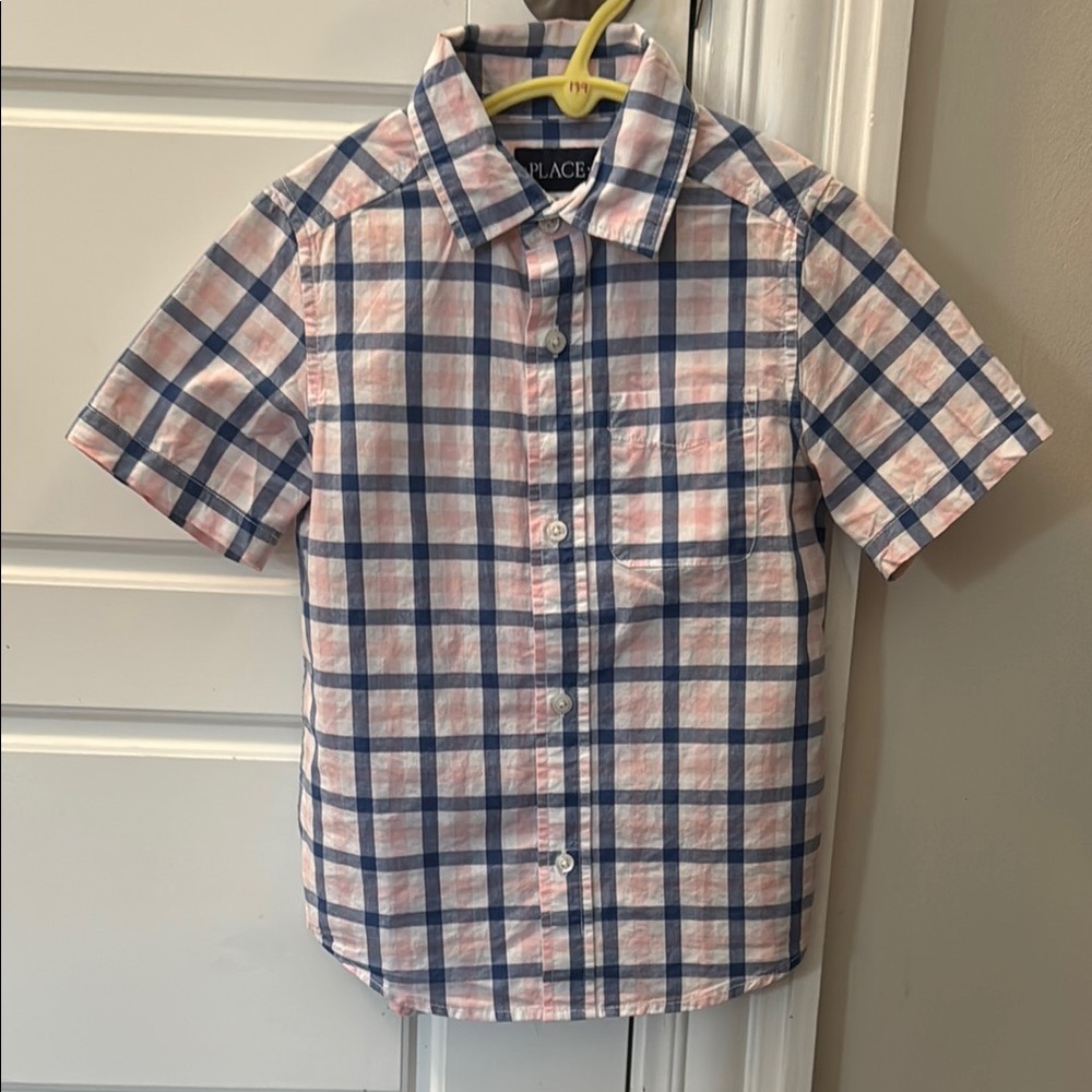 The Children's Place Pink and Blue Button Down Shirt
